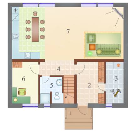 Планировка двухэтажного каркасного дома Тетрис L