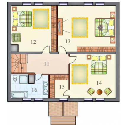 Планировка двухэтажного каркасного дома Вилла 2 M