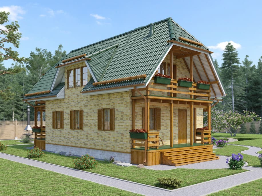 Проект каркасного дома с мансардой Звенигород XXL под ключ от компании БАКО
